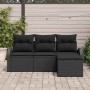 Conjunto de sofá de jardín con cojín 4 pcs Negro Poliratán