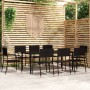 Juego de comedor de jardín 9 piezas negro