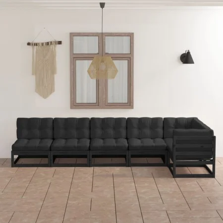 Gartenmöbelset 6-tlg. mit Kissen aus massivem Kiefernholz von vidaXL, Gartensets - Ref: Foro24-3076618, Preis: 681,19 €, Raba...