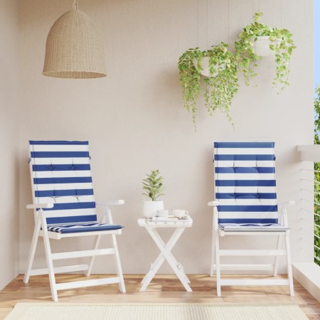 Cojines silla de respaldo alto 2 uds tela a rayas azul y blanco von , Kissen für Stühle und Sofas - Ref: Foro24-361253, Preis...