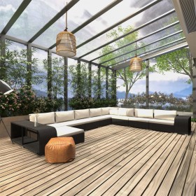 Set muebles de jardín 11 piezas con cojines ratán sintético negro von , Gartensets - Ref: Foro24-46827, Preis: 1,00 €, Rabatt...