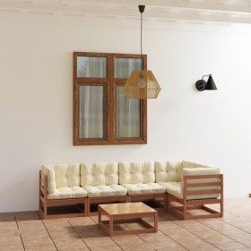 Gartenmöbel 6-teilig mit Kissen aus massivem Kiefernholz von vidaXL, Gartensets - Ref: Foro24-3076612, Preis: 542,50 €, Rabat...