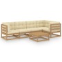 Gartenmöbel 6-teilig mit Kissen aus massivem Kiefernholz von vidaXL, Gartensets - Ref: Foro24-3076612, Preis: 542,50 €, Rabat...