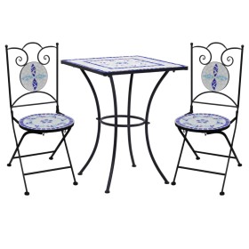 Mesa y sillas de bistró 3 piezas mosaico cerámica azul y blanco by , Garden sets - Ref: Foro24-279413, Price: 240,09 €, Disco...