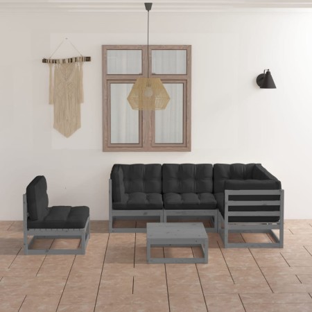 6-piece garden furniture set with solid pine wood cushions by vidaXL, Garden sets - Ref: Foro24-3076631, Price: 488,62 €, Dis...