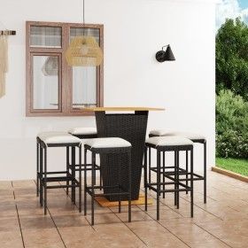 9-piece garden bar furniture set and black PE rattan cushions by vidaXL, Garden sets - Ref: Foro24-3064854, Price: 446,39 €, ...