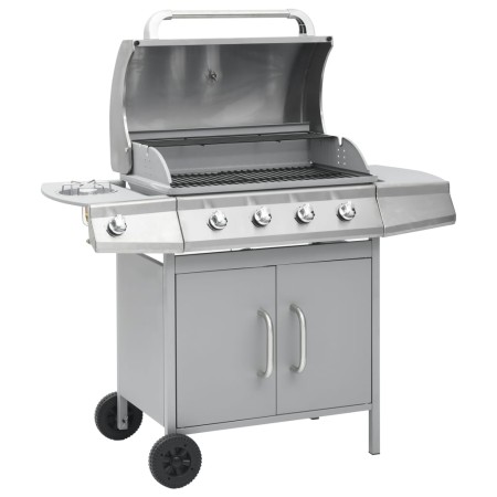 Barbacoa grill de gas 4+1 quemadores plateada de , Barbacoas - Ref: Foro24-3072537, Precio: 439,61 €, Descuento: %