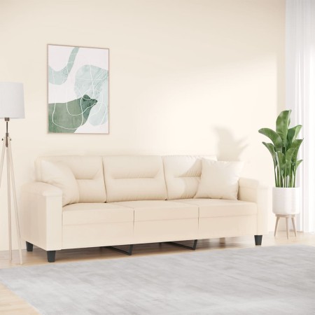 Sofá de 3 plazas con cojines tela de microfibra beige 180 cm von , Sofas - Ref: Foro24-3200982, Preis: 357,98 €, Rabatt: -5%%