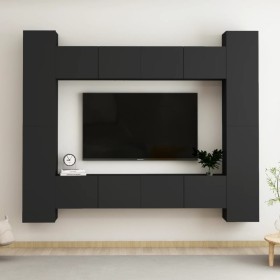 Set de muebles de salón TV 8 piezas madera ingeniería negro von , TV-Möbel - Ref: Foro24-3078755, Preis: 391,75 €, Rabatt: -5%%