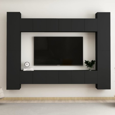 Set de muebles de salón TV 10 piezas madera ingeniería negro by , TV Furniture - Ref: Foro24-3078757, Price: 401,25 €, Discou...