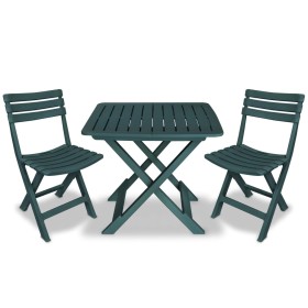 Mesa y sillas bistró de jardín plegables 3 pzas plástico verde von , Gartensets - Ref: Foro24-43582, Preis: 106,24 €, Rabatt: %