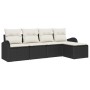 Conjunto de sofá de jardín con cojín 5 pcs Negro Poliratán