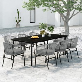 Juego de comedor de jardín 9 piezas ratán sintético gris de , Conjuntos de jardín - Ref: Foro24-3099238, Precio: 871,51 €, De...