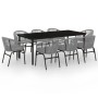 Juego de comedor de jardín 9 piezas ratán sintético gris de , Conjuntos de jardín - Ref: Foro24-3099238, Precio: 871,51 €, De...