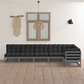 6-teiliges Gartenmöbel-Set mit Kissen aus massivem Kiefernholz von vidaXL, Gartensets - Ref: Foro24-3076616, Preis: 511,83 €,...