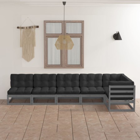 6-teiliges Gartenmöbel-Set mit Kissen aus massivem Kiefernholz von vidaXL, Gartensets - Ref: Foro24-3076616, Preis: 511,93 €,...