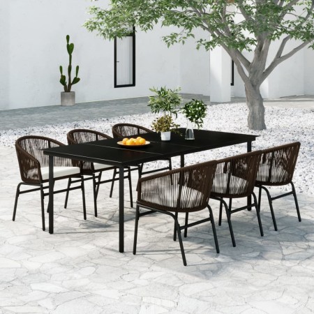 Juego de comedor de jardín 7 piezas marrón by , Garden sets - Ref: Foro24-3099231, Price: 898,12 €, Discount: %