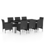 Juego de comedor de jardín 9 piezas con cojines negro by , Garden sets - Ref: Foro24-3099286, Price: 653,67 €, Discount: %