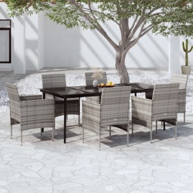 Juego de comedor de jardín 7 piezas con cojines gris y negro von , Gartensets - Ref: Foro24-3099315, Preis: 559,85 €, Rabatt: %