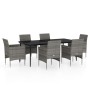Juego de comedor de jardín 7 piezas con cojines gris y negro by , Garden sets - Ref: Foro24-3099315, Price: 559,85 €, Discoun...