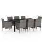 Juego de comedor para jardín 9 piezas con cojines gris y negro von , Gartensets - Ref: Foro24-3099292, Preis: 684,56 €, Rabat...