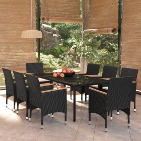 Juego de comedor de jardín 9 piezas con cojines negro von , Gartensets - Ref: Foro24-3099334, Preis: 698,80 €, Rabatt: -5%%
