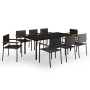 Juego de comedor para jardín 9 piezas negro de , Conjuntos de jardín - Ref: Foro24-3099418, Precio: 652,07 €, Descuento: -5%%