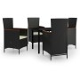 Juego de comedor de jardín 5 piezas con cojines negro von , Gartensets - Ref: Foro24-3099426, Preis: 603,81 €, Rabatt: %