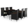 Juego de comedor de jardín 7 piezas con cojines negro de , Conjuntos de jardín - Ref: Foro24-3099447, Precio: 1,00 €, Descuen...