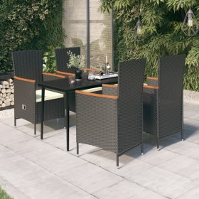 Juego de comedor de jardín 5 piezas con cojines negro by , Garden sets - Ref: Foro24-3099445, Price: 649,61 €, Discount: %