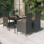 Juego de comedor de jardín 5 piezas con cojines negro
