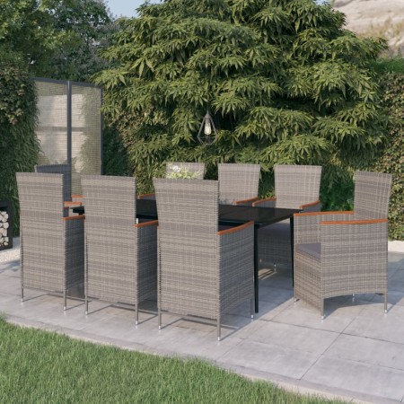 Juego de comedor de jardín 9 pzas con cojines gris by , Garden sets - Ref: Foro24-3099470, Price: 1,00 €, Discount: %