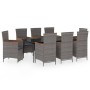 Juego de comedor de jardín 9 pzas con cojines gris by , Garden sets - Ref: Foro24-3099470, Price: 1,00 €, Discount: %