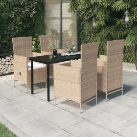 Juego de comedor de jardín 5 piezas con cojines beige von , Gartensets - Ref: Foro24-3099439, Preis: 585,10 €, Rabatt: %