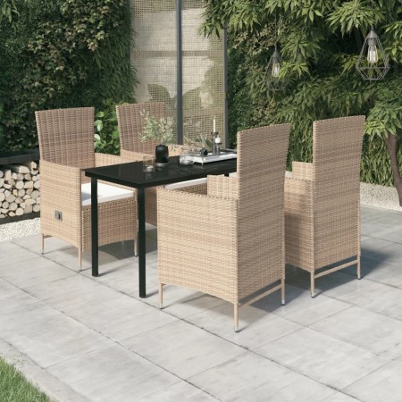 Juego de comedor de jardín 5 piezas con cojines beige by , Garden sets - Ref: Foro24-3099439, Price: 585,10 €, Discount: %