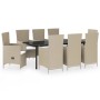 Juego de comedor de jardín 9 piezas con cojines beige by , Garden sets - Ref: Foro24-3099466, Price: 1,00 €, Discount: %