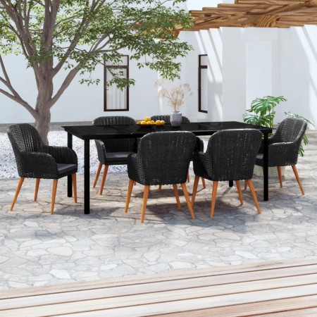 Juego de comedor de jardín 7 piezas con cojines negro von , Gartensets - Ref: Foro24-3099509, Preis: 813,88 €, Rabatt: -5%%