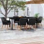 Juego de comedor de jardín 7 piezas con cojines negro von , Gartensets - Ref: Foro24-3099509, Preis: 813,88 €, Rabatt: -5%%