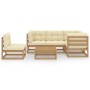 Gartenmöbel 6-teilig mit Kissen aus massivem Kiefernholz von vidaXL, Gartensets - Ref: Foro24-3076632, Preis: 542,50 €, Rabat...