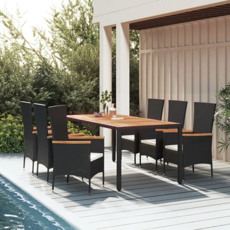Set de comedor de jardín 7 pzas y cojines ratán sintético negro von , Gartensets - Ref: Foro24-3157532, Preis: 596,54 €, Raba...