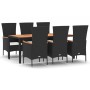 Set de comedor de jardín 7 pzas y cojines ratán sintético negro de , Conjuntos de jardín - Ref: Foro24-3157532, Precio: 585,80 €