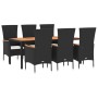 Set de comedor de jardín 7 pzas y cojines ratán sintético negro von , Gartensets - Ref: Foro24-3157532, Preis: 596,54 €, Raba...