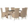 Set comedor de jardín 7 pzas con cojines ratán sintético beige by , Garden sets - Ref: Foro24-3157572, Price: 783,79 €, Disco...