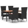 Set de muebles jardín 5 pzas con cojines ratán sintético negro by , Garden sets - Ref: Foro24-3157530, Price: 447,24 €, Disco...