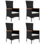 Set de muebles jardín 5 pzas con cojines ratán sintético negro by , Garden sets - Ref: Foro24-3157530, Price: 447,24 €, Disco...