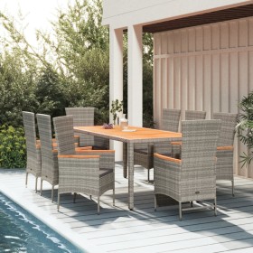 Set comedor jardín 9 pzas y cojines ratán sintético gris de , Conjuntos de jardín - Ref: Foro24-3157545, Precio: 865,27 €, De...
