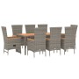 Set comedor jardín 9 pzas y cojines ratán sintético gris de , Conjuntos de jardín - Ref: Foro24-3157545, Precio: 865,27 €, De...