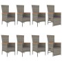 Set comedor jardín 9 pzas y cojines ratán sintético gris de , Conjuntos de jardín - Ref: Foro24-3157545, Precio: 865,27 €, De...