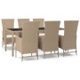Set comedor de jardín 7 pzas con cojines ratán sintético beige by , Garden sets - Ref: Foro24-3157570, Price: 877,75 €, Disco...