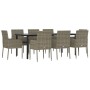 Set comedor jardín 9 pzas y cojines ratán sintético negro gris by , Garden sets - Ref: Foro24-3185165, Price: 647,19 €, Disco...